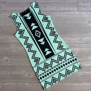 NWOT - Aqua Aztec Stretch Bodycon Dress - M